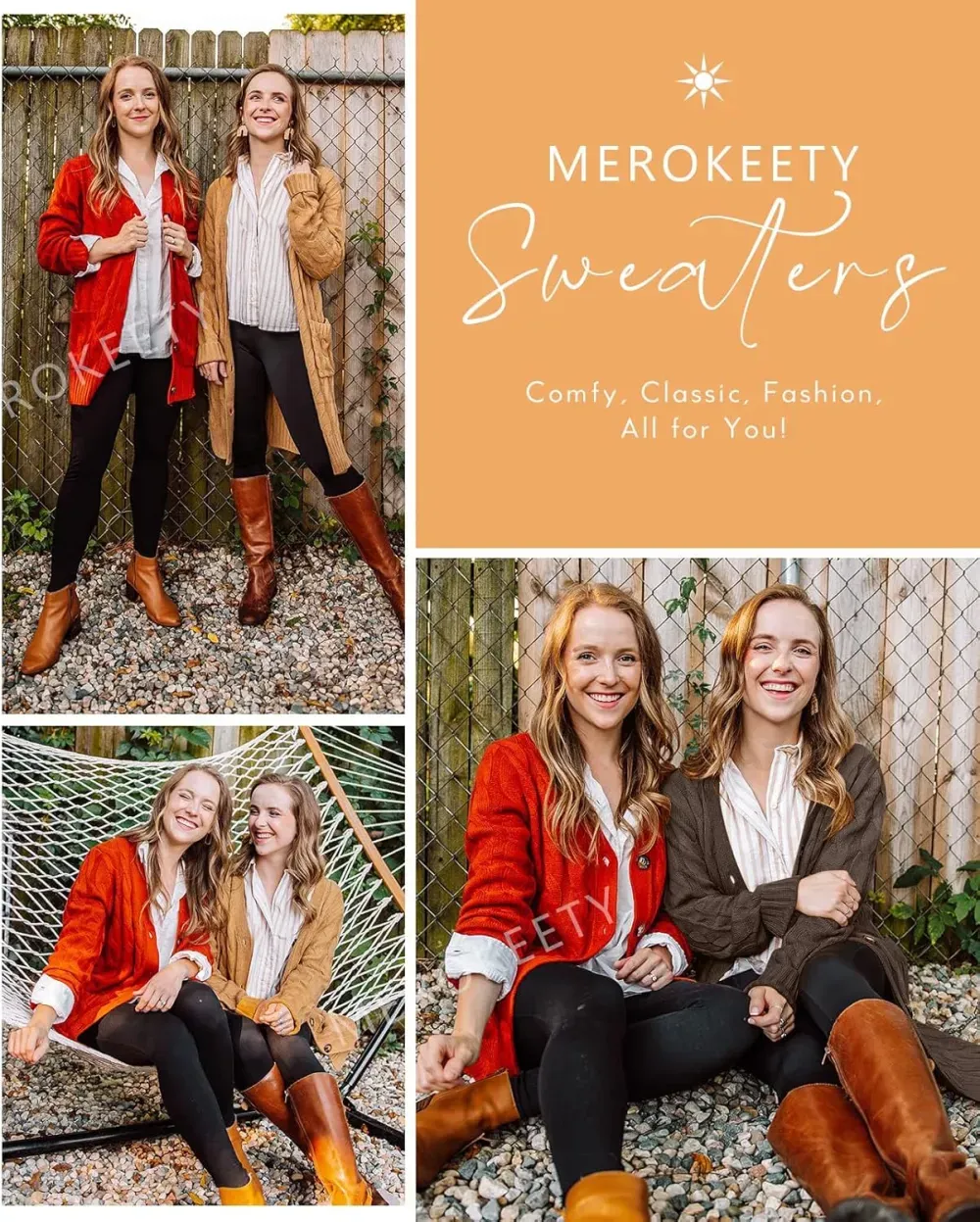 MEROKEETY Women's 2024 Fall Long Sleeve Cable Knit Sweater Open Front Cardigan Button Loose Outerwear