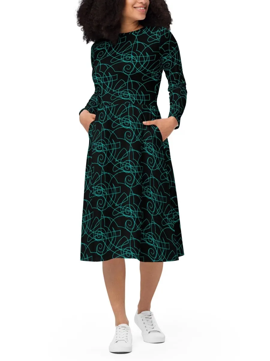 Geometric Line Print Dress