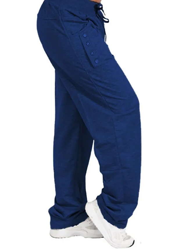 Women's Sweatpants Joggers Solid Black Dark Navy Light Grey Sporty Casual Lounge Daily Vacation Weekend Micro-elastic Full Length Solid Color L  4XL