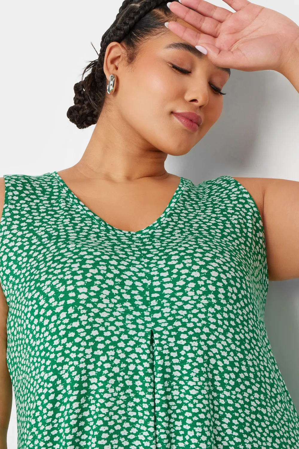 YOURS Curve Green Ditsy Floral Print Mini Dress