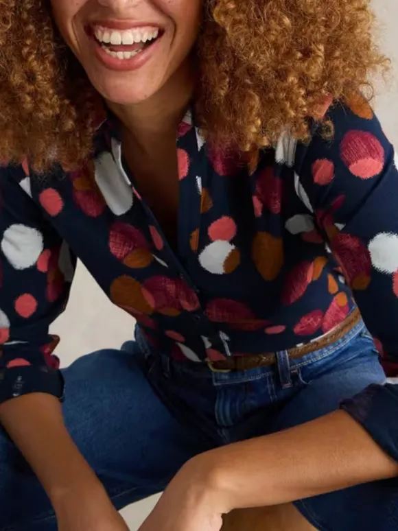 Long-Sleeved Art Graphic Cotton Shirt