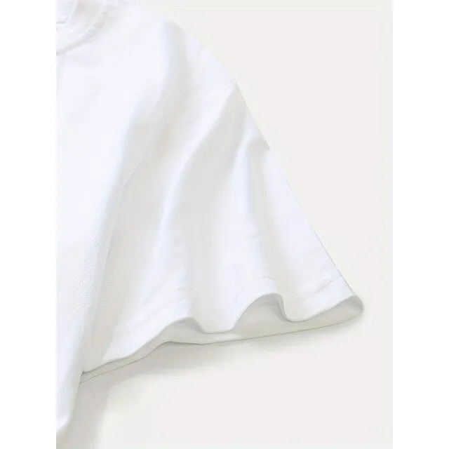 Women's T shirt Tee Cotton 100% Cotton Butterfly Heart pea green Black White Basic Print Short Sleeve Home Daily Date Basic Round Neck Regular Fit T-shirt Sleeve Summer