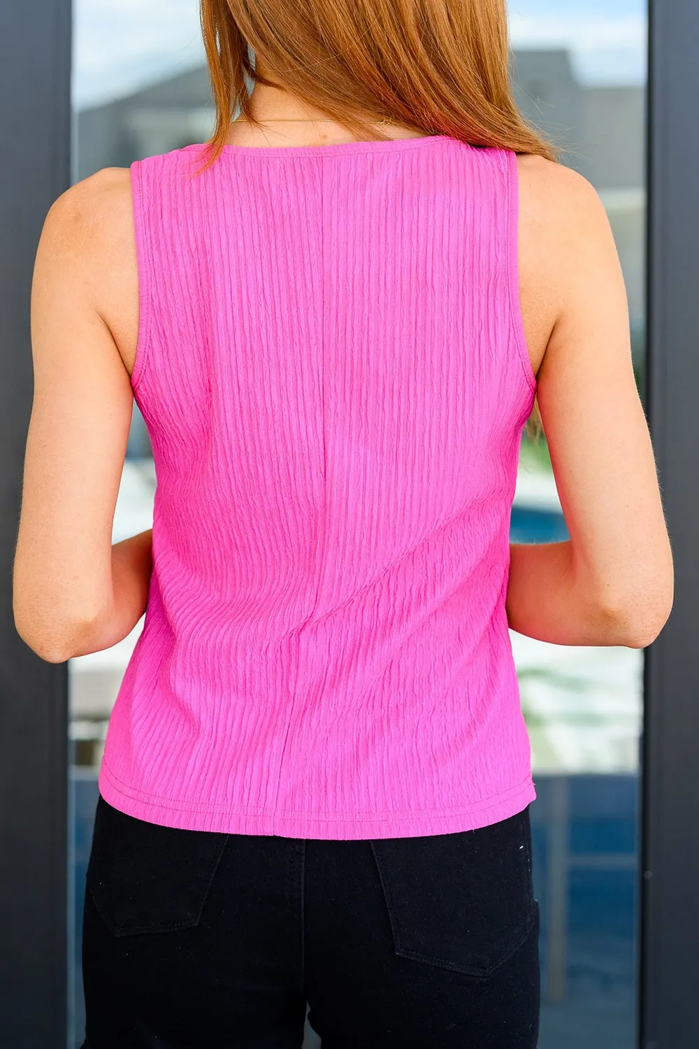 Pink Simple Super Soft  Slim-Fit Tank Tops