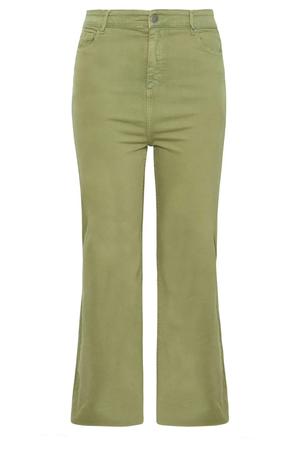 YOURS Curve Khaki Green Stretch Wide Leg Jeans