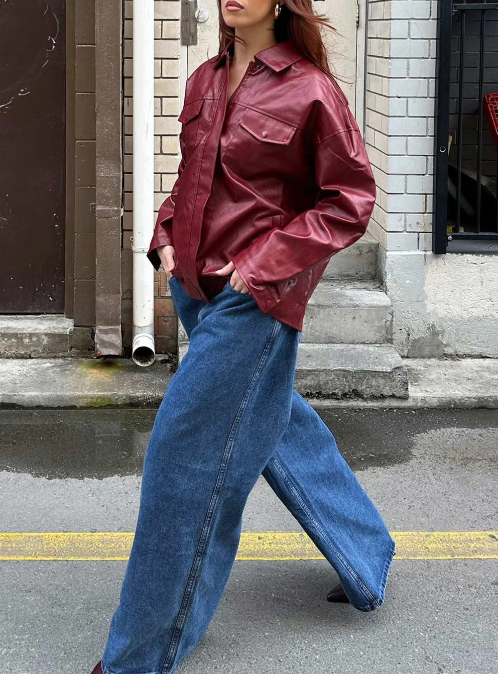 Classic Faux Leather Button Up Jacket