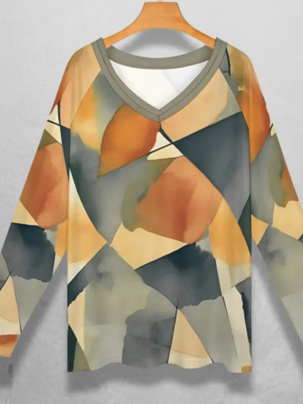 Geo Watercolor Long Sleeve T-Shirt