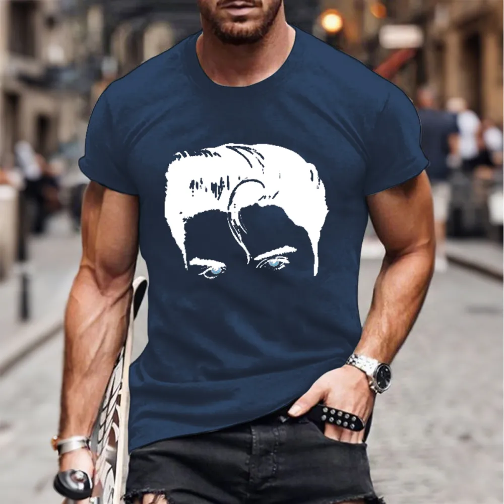 Men's Print Short Sleeve Round Neck Cotton T-Shirt