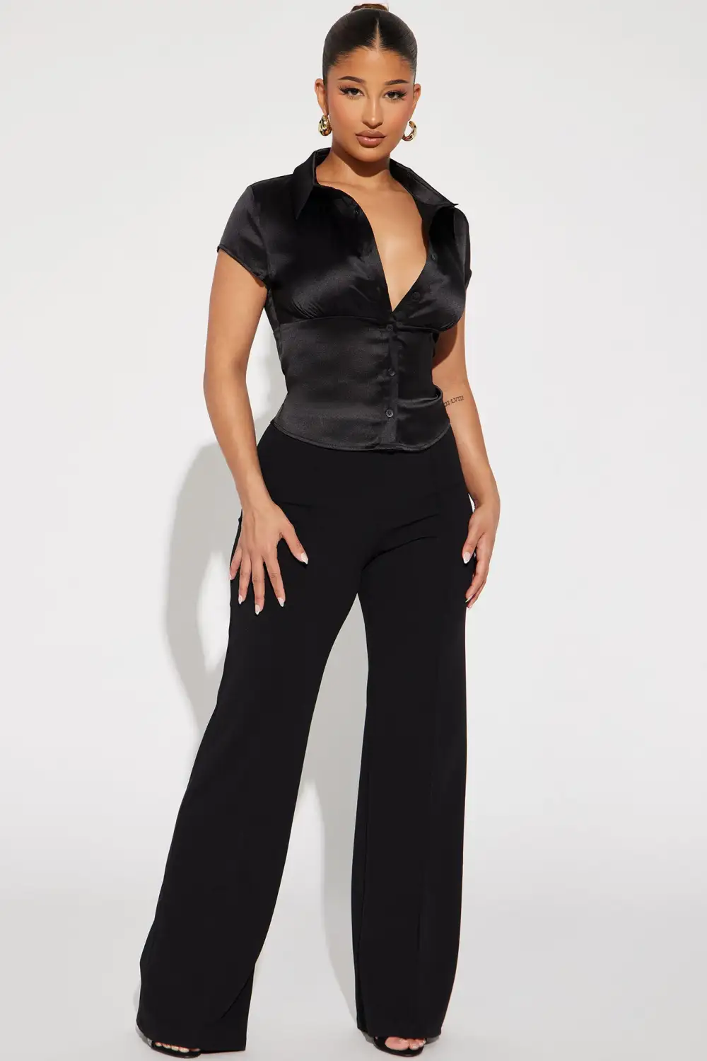 Precious Times Satin Shirt - Black