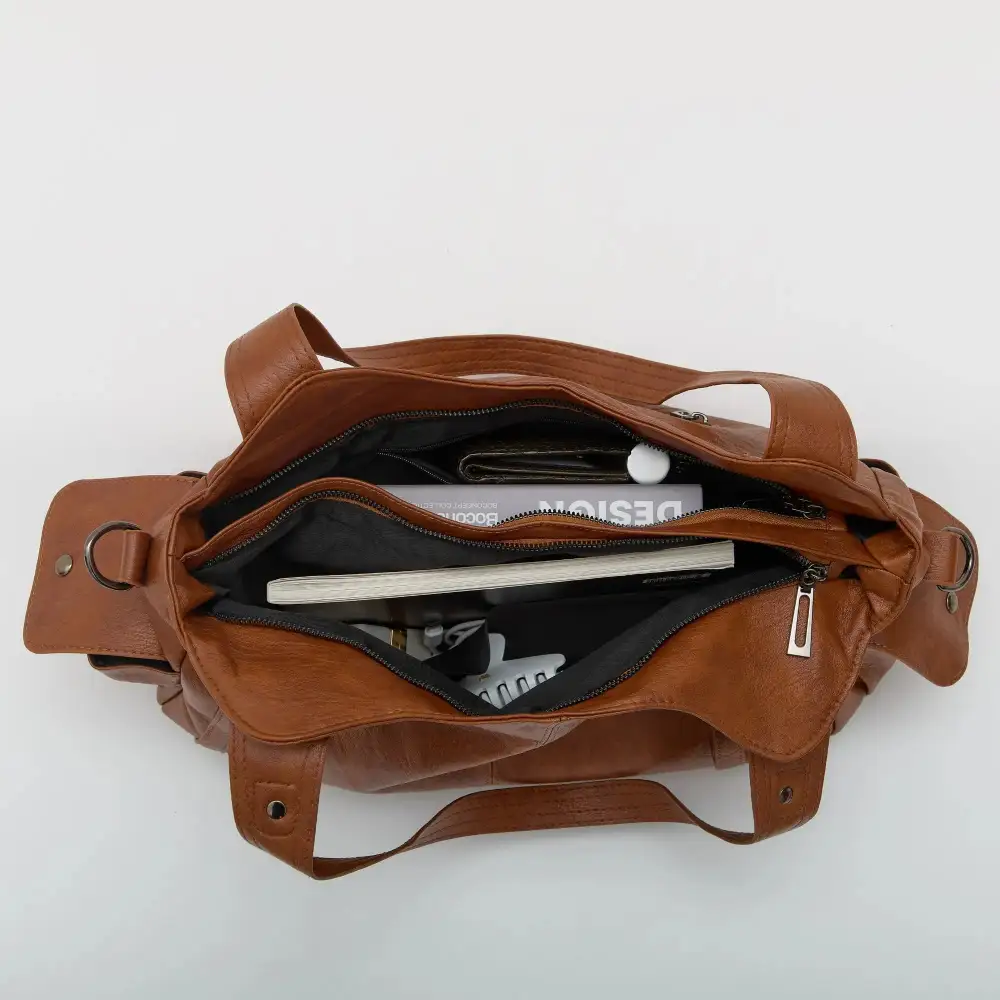 Pocket Front Leather Crossbody Bag