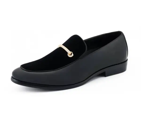 Black Low-Profile Patent Smoking Loafers
