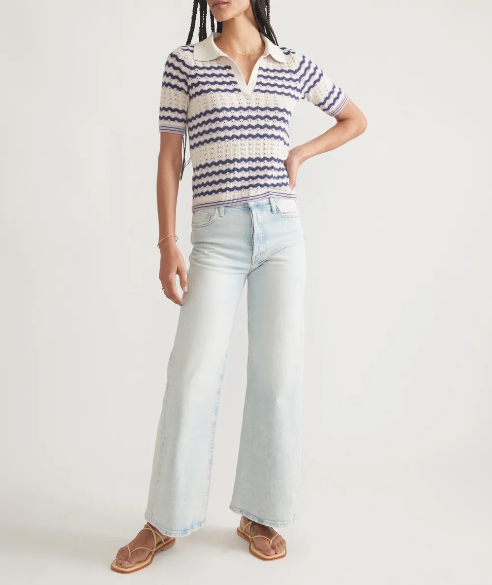 Blue Stripes Sweater Polo