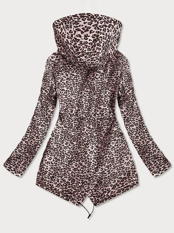 Reversible women's hooded jacket green leather