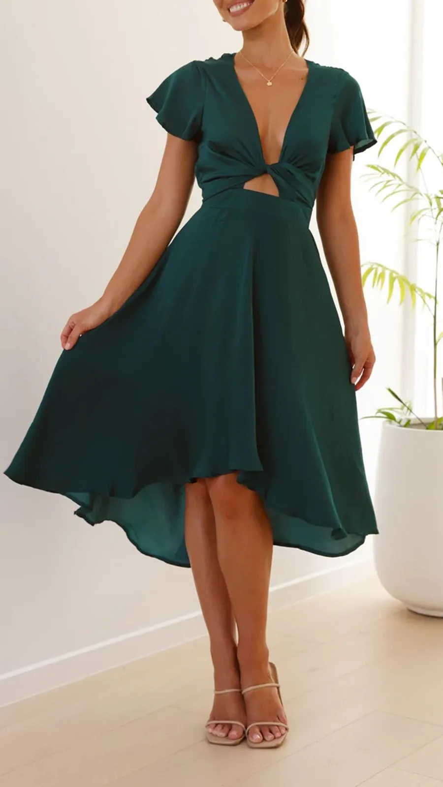 Sexy Flowing With Cutout Back Midi Dress