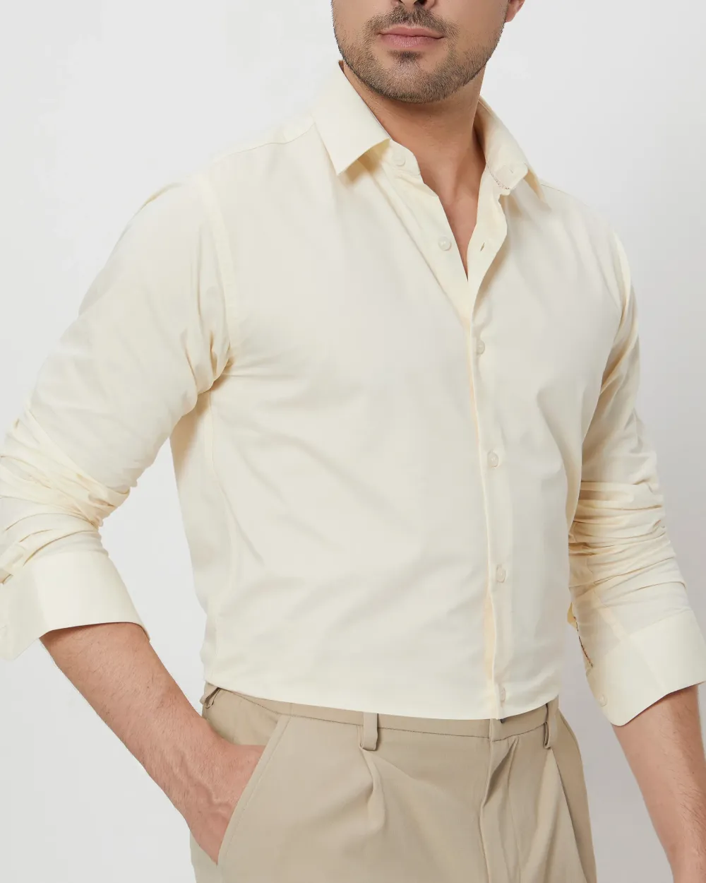 Leisure Soft And Comfortable Slim-Fit Dark beige Shirt