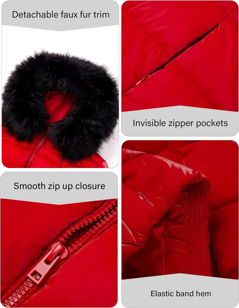 Womens Lightweight Puffer Jacket, Winter Coats for Women Warm Quilted Bubble Padded Hood Coat with Faux Fur Collar