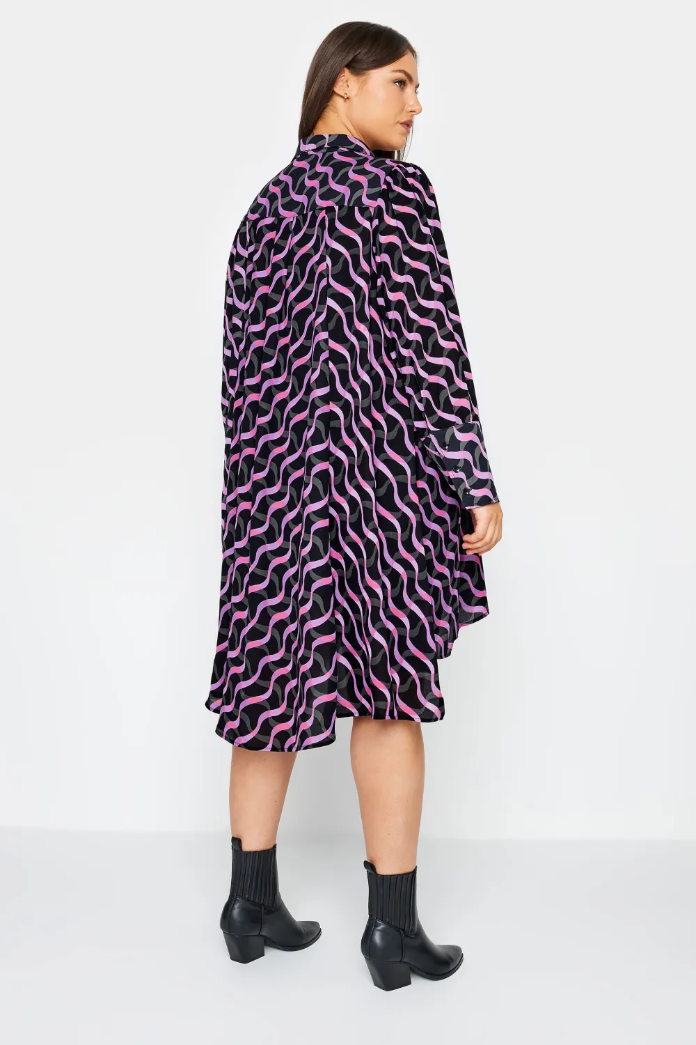 Evans Black & Purple Swirl Print Shirt Dress