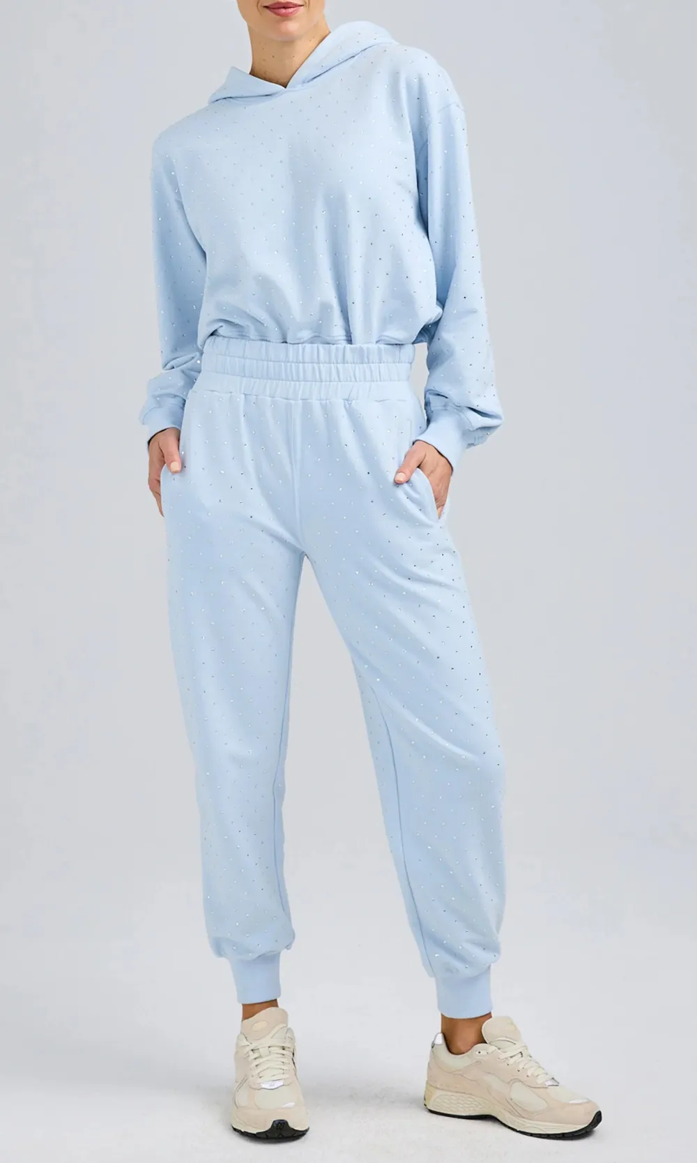 Elastic Waist Rhinestone Sweatpants