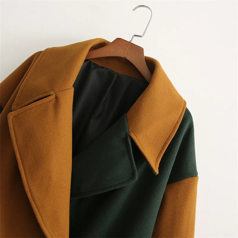 Two Tone Front Buttons Lapel Coat