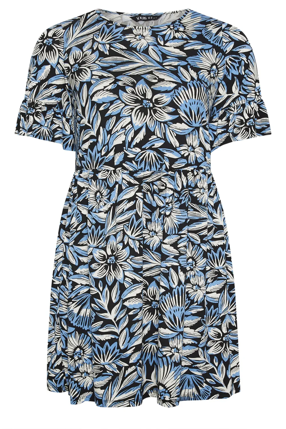 YOURS Curve Blue Floral Print Smock Dress