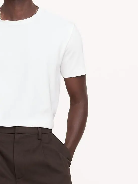 Men's Optic White Simple Cotton Short Sleeve