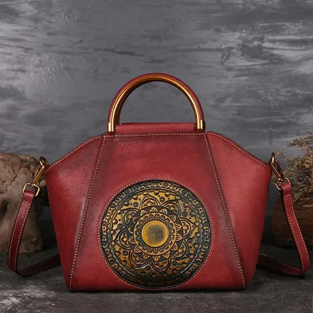 Retro & Elegant Cow Leather Handmade Handbag for Women
