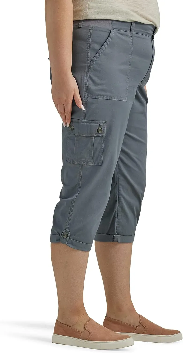 Lee Women's Plus Size Ultra Lux Comfort with Flex-to-go Cargo Capri Pant