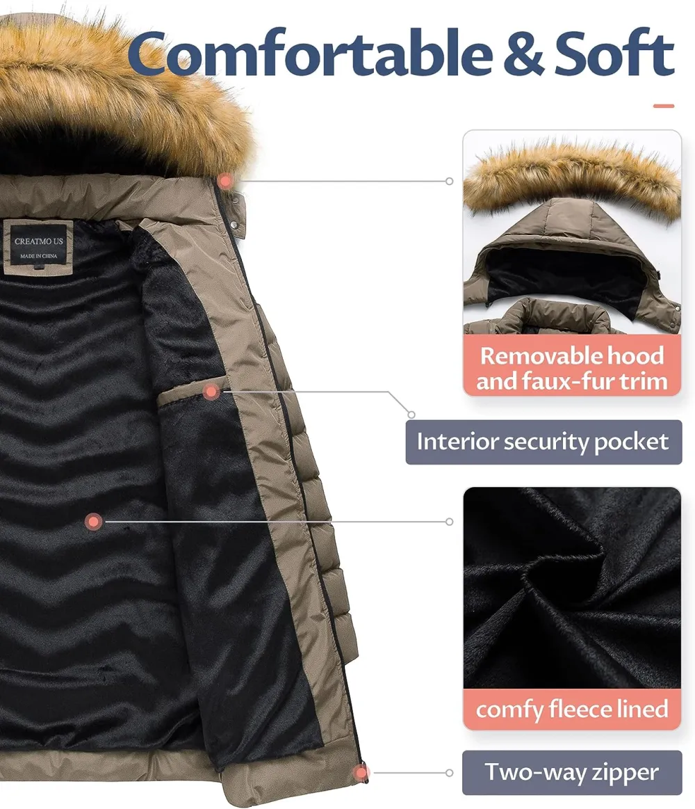 US Women's Winter Hooded Coat Waterproof Warm Long Puffer Jacket Parka