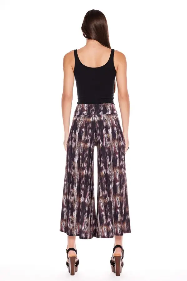 Marble-Print Wide-Leg Palazzo Pants