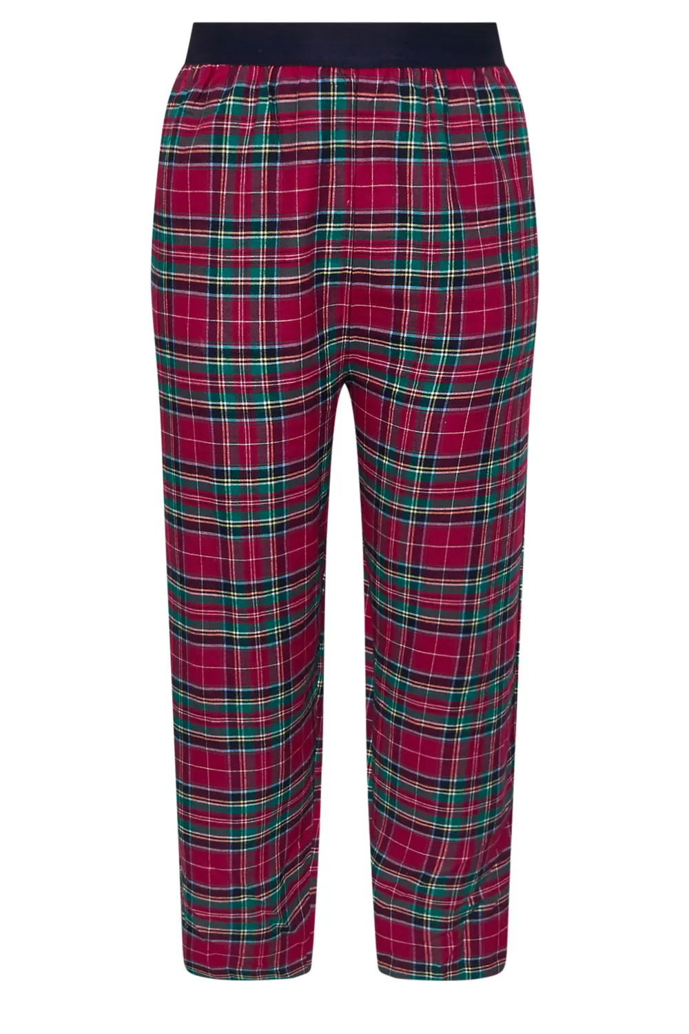 YOURS Curve Green & Pink Boyfriend Check Pyjama Bottoms