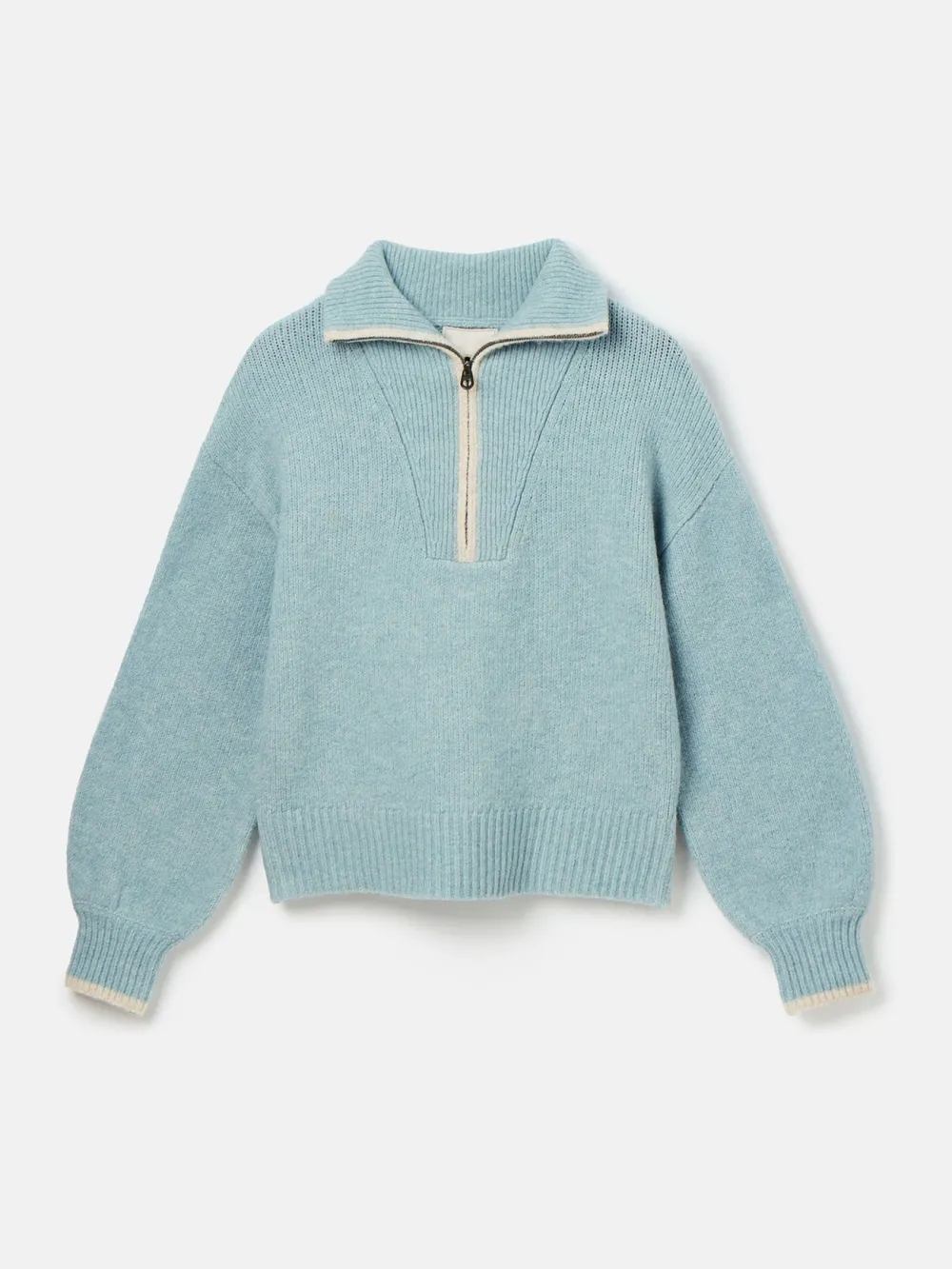 Pink Knitted Quarter Zip Jumper