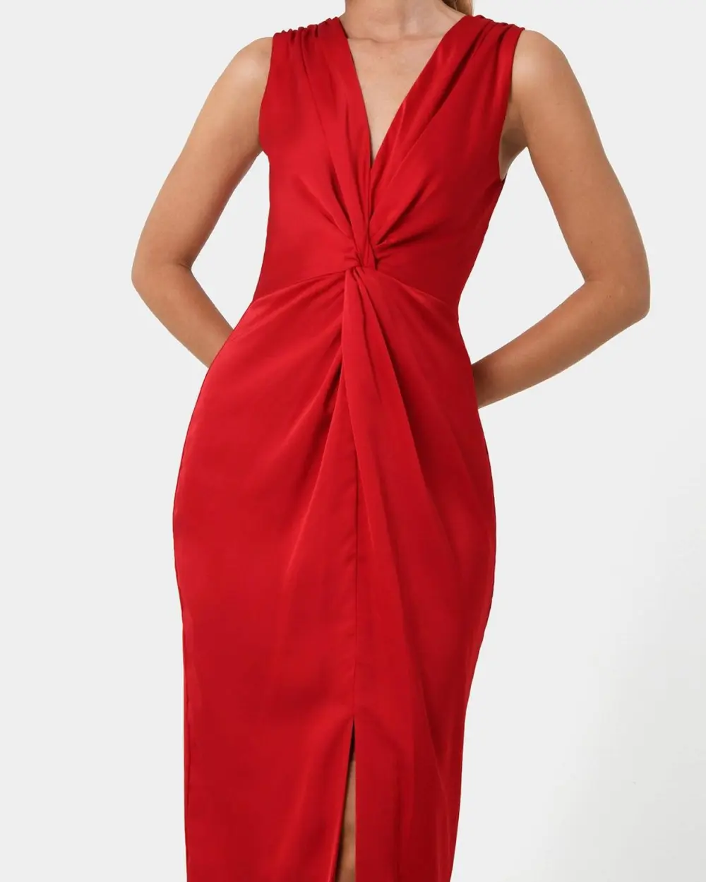 V-neckline Front Twist Dress