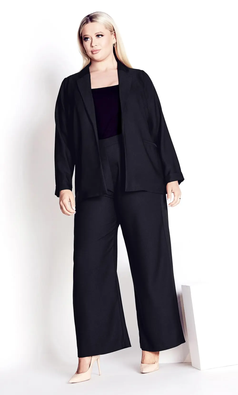 Evans  Black Satin Back Blazer