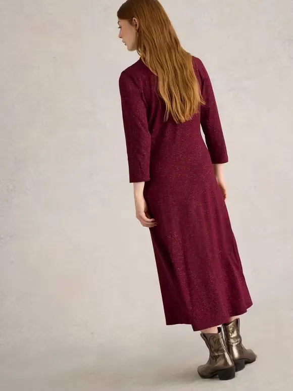 Sparkle Jersey Dress In Dk Plum