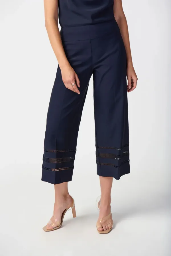 Midnight Blue Cropped Wide - Leg Pants