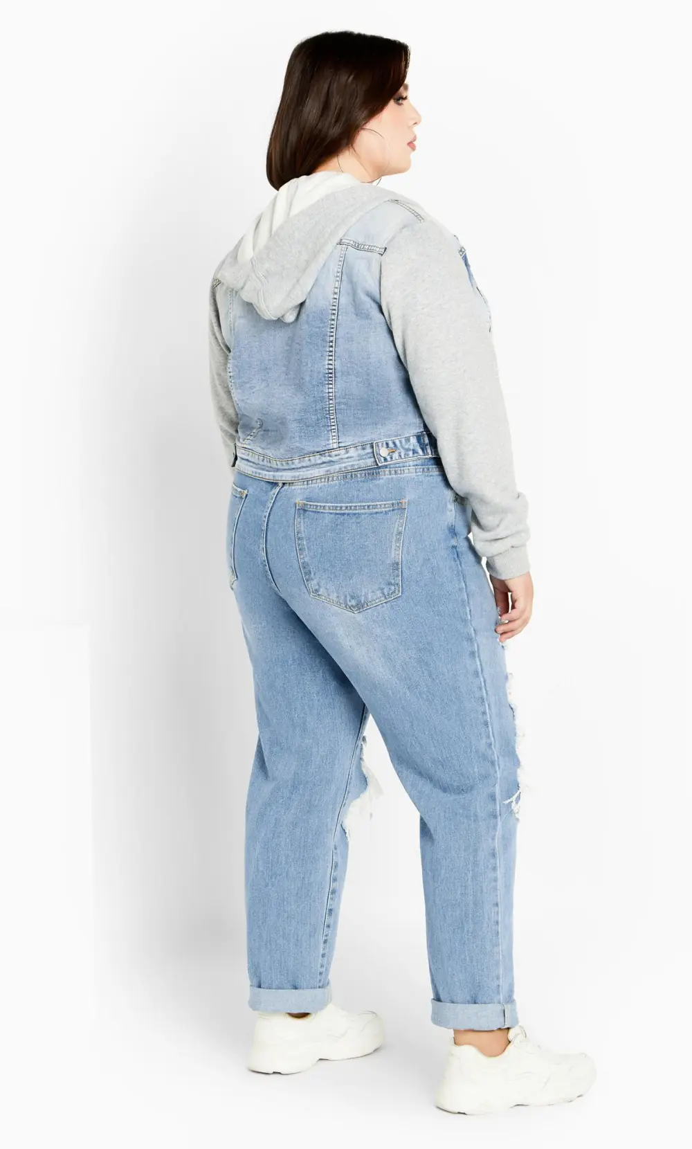 Evans Blue & Grey Cropped Denim Jacket