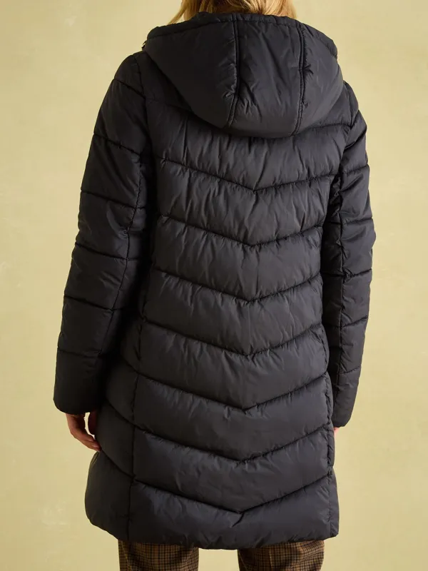 Black Mid Length Showerproof Padded Coat