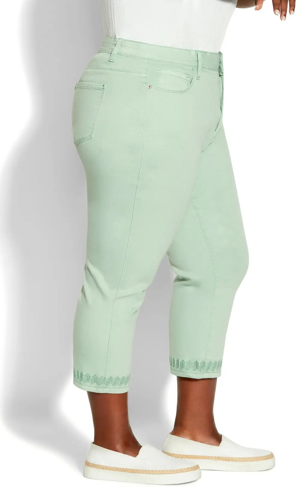 Evans Mint Green Embrioded Cropped Jeans