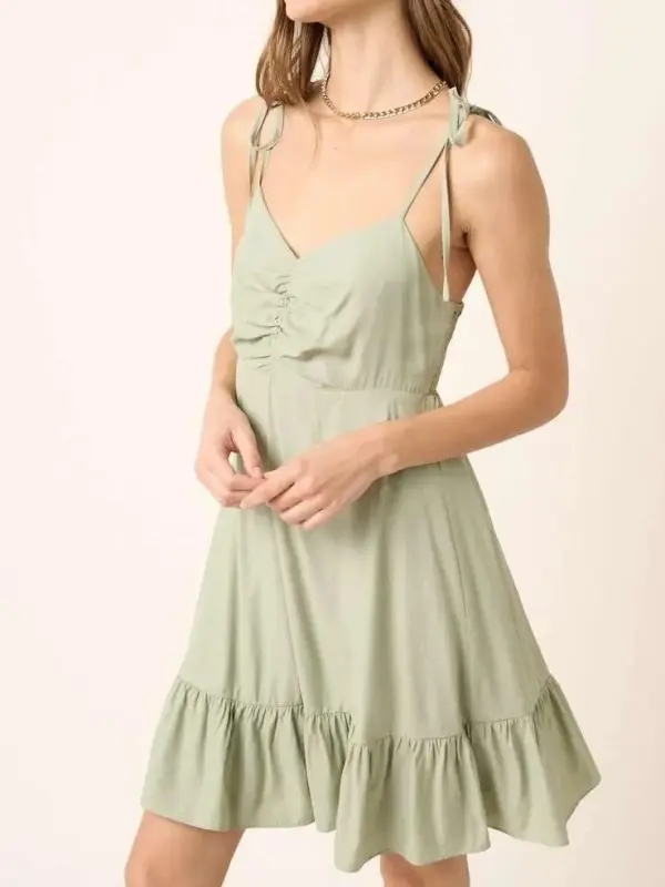 Lace Up Sexy Minimalist Temperament Sage Dress
