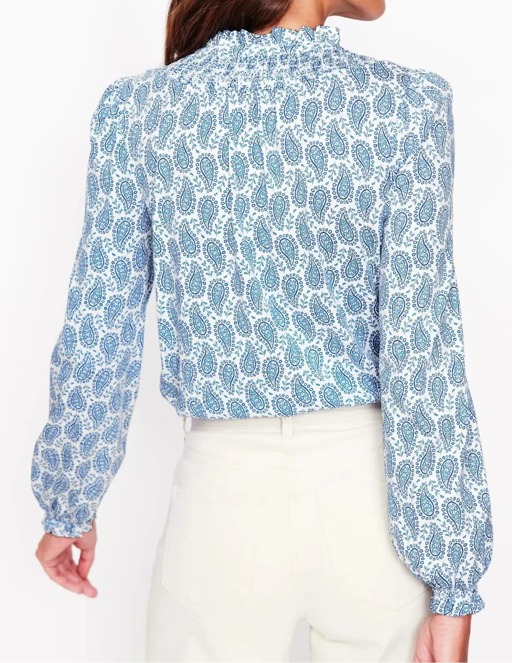 Light Blue Paisley - Print Blouse