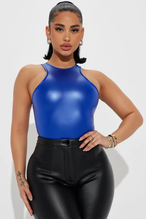 Made For Me PU Bodysuit - Cobalt Blue