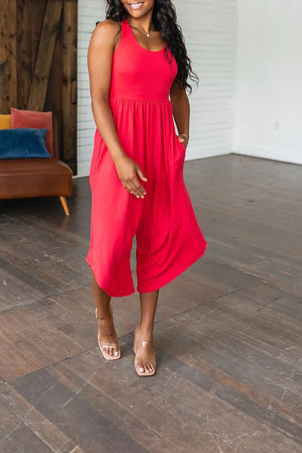 Red Daily Loose Personality Jumpsuit