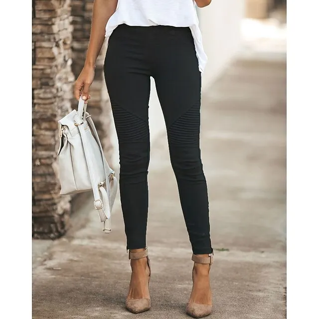 Women's Dress Pants Tights Pants Trousers Ankle-Length Cotton Micro-elastic Mid Waist Fashion Casual Weekend Black Yellow S M Spring &  Fall