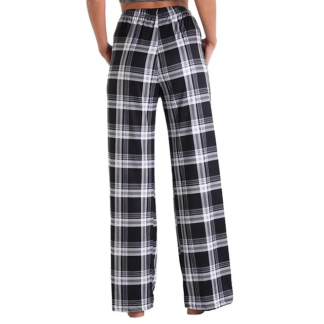 Women's Pajamas Pants Pjs Grid / Plaid Fashion Comfort Sweet Party Home Christmas Cotton Long Pant Pant Summer Spring Light Pink Black