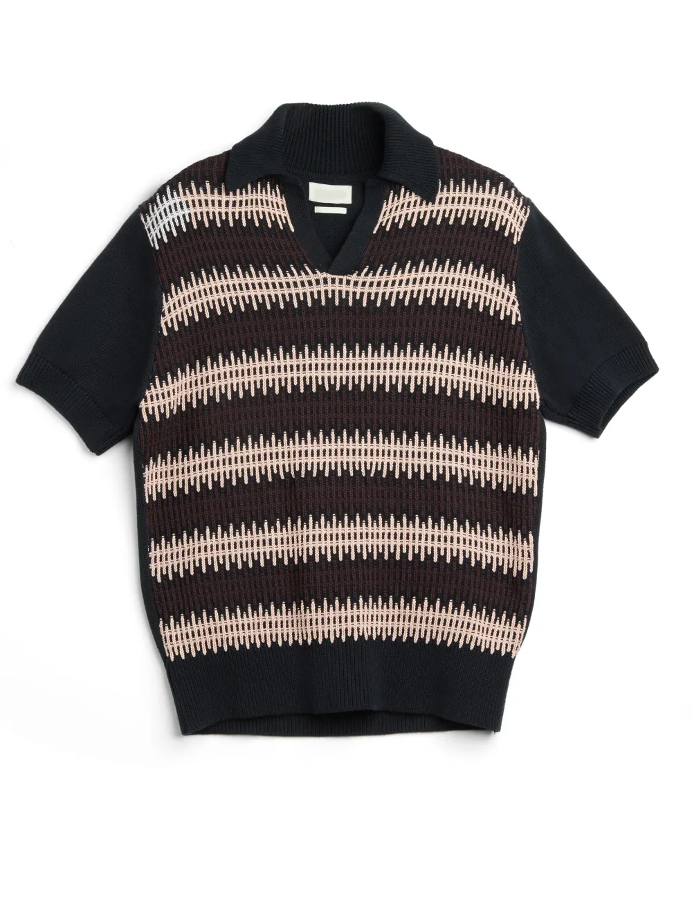 Navy Short Sleeve Striped Polo Shirt