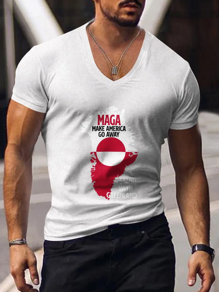 Men's MAGA Short Sleeves V-Neck Pure Cotton T-Shirt