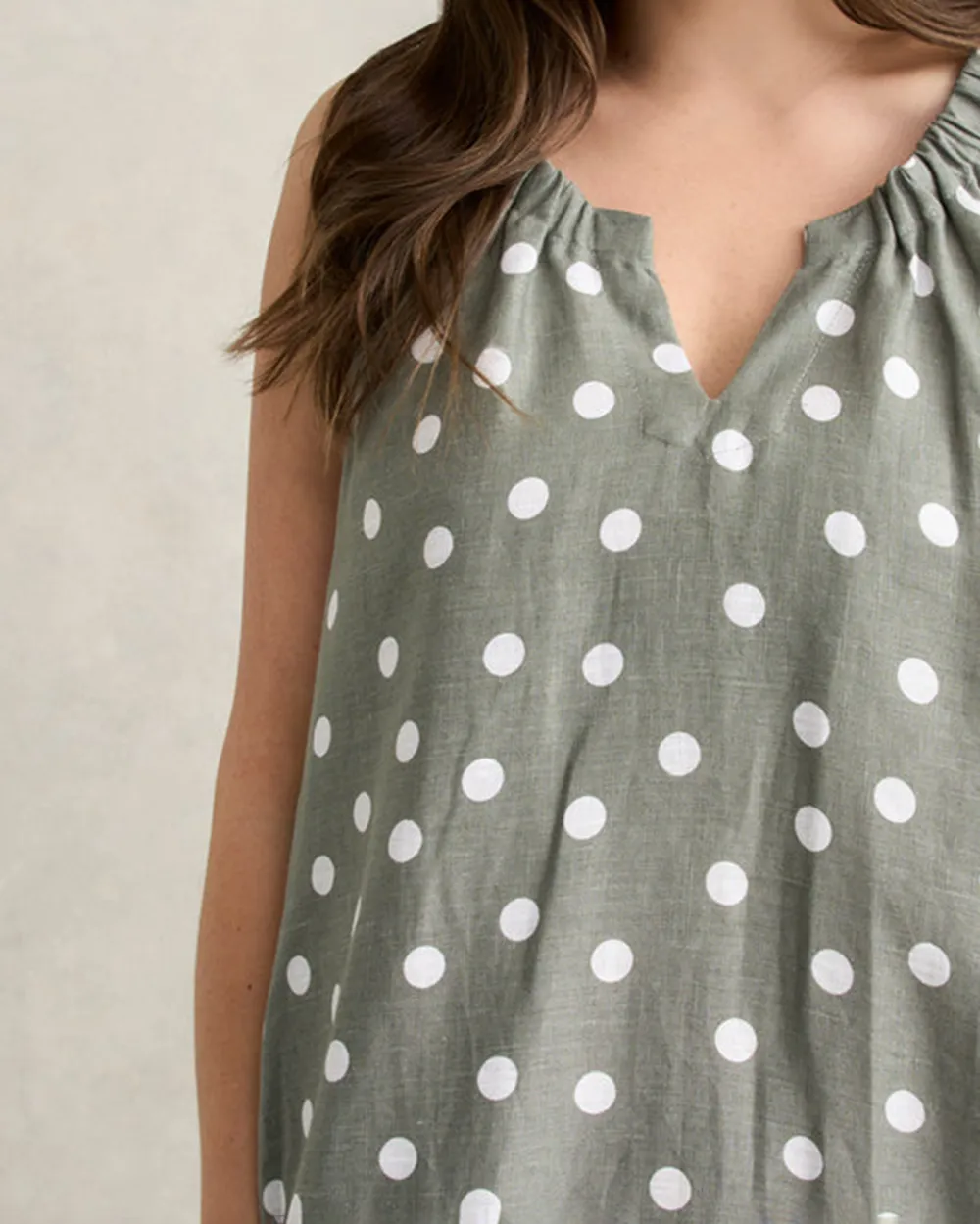 Gathered French Linen Dress