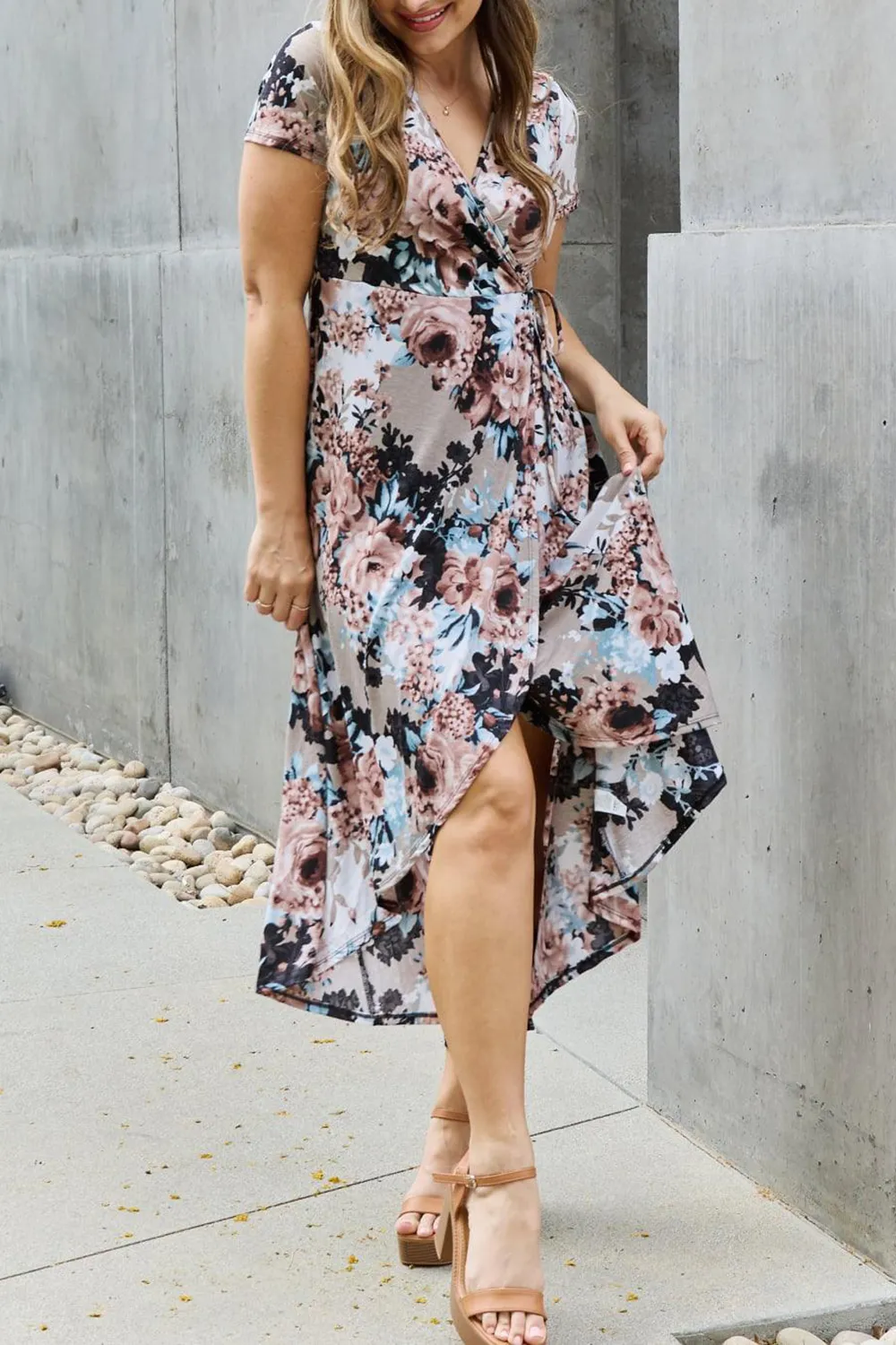 Mature All-Match Floral V-Neck Dress
