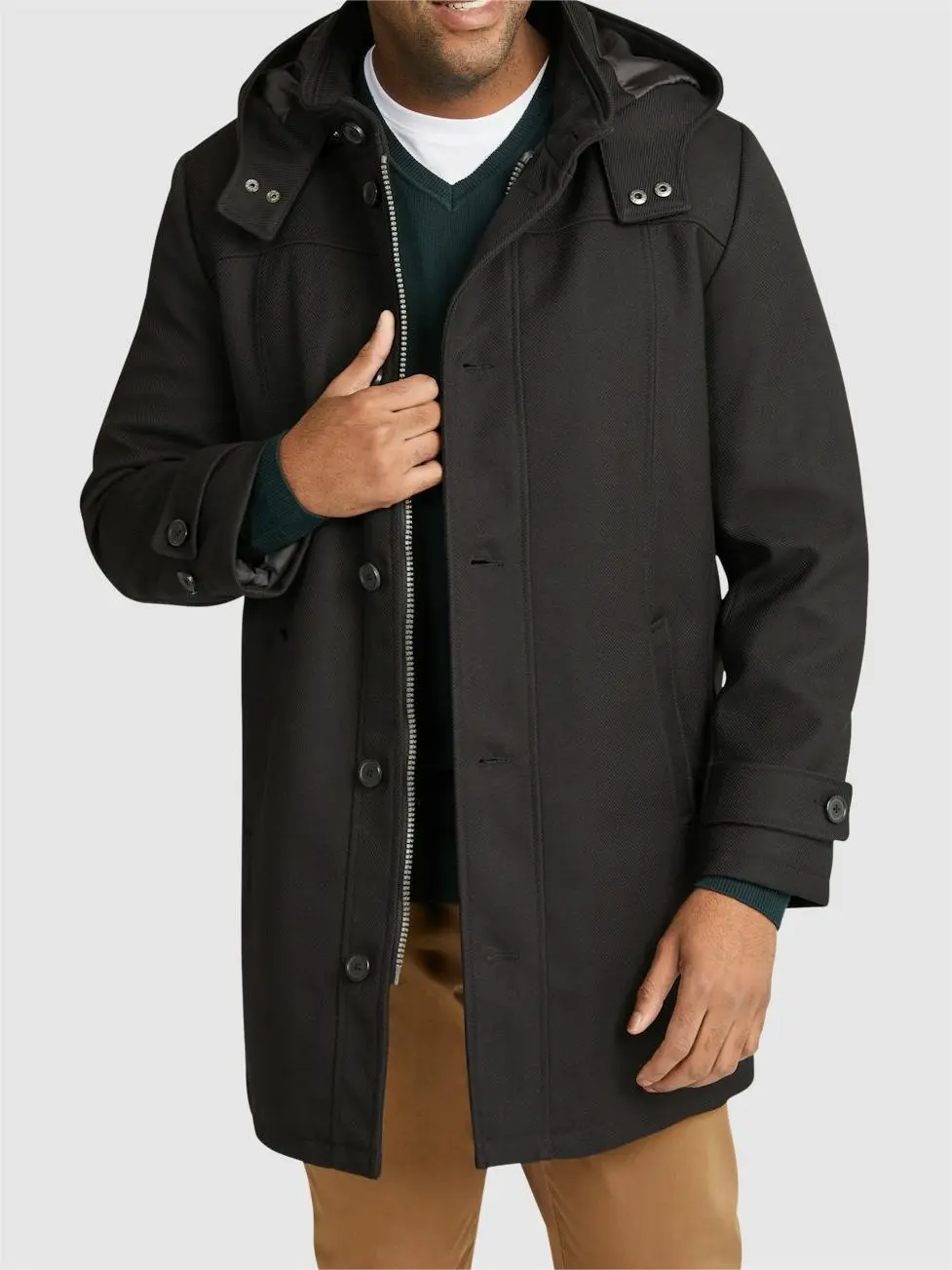 BLACK ZIP UP HOOD COAT