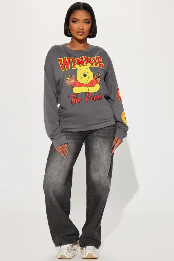 Winnie The Pooh Crew Neck Sweatshirt - Charcoal