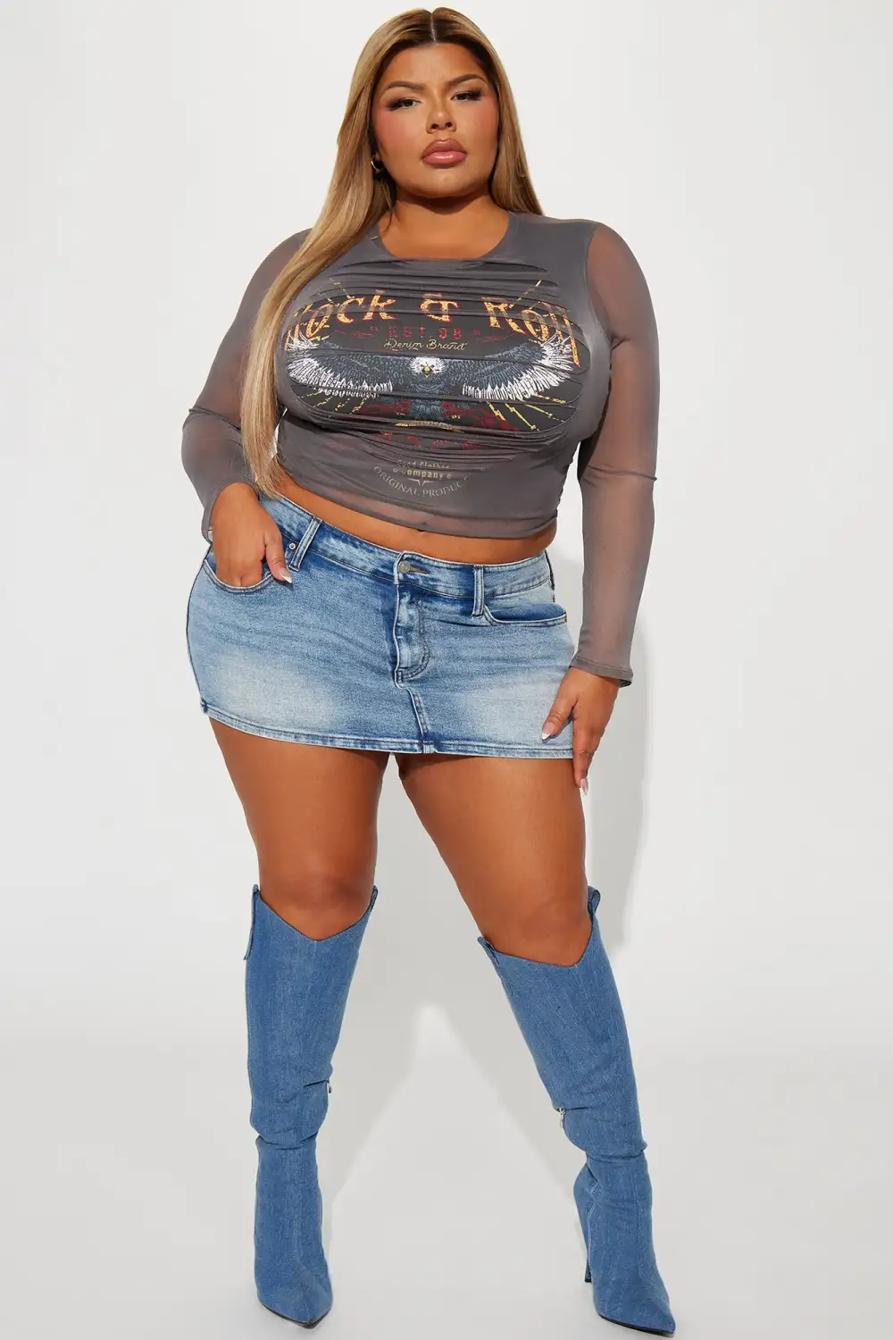 Ready To Rock Distressed Top - Charcoal